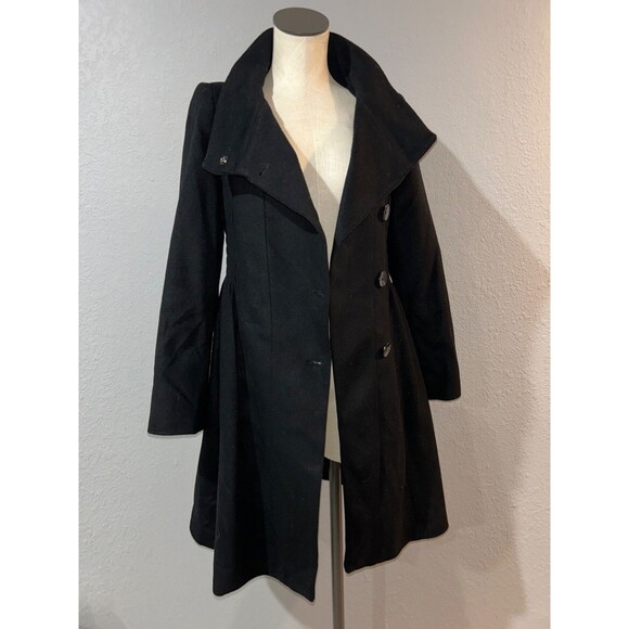 ZARA Women’s Vintage 100% Wool Tailored High Collar Coat size S Elegant Feminine - Picture 8 of 11